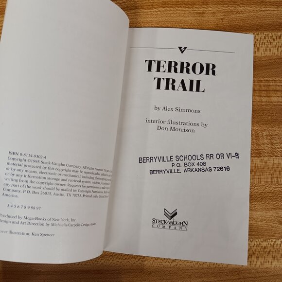Terror Trail By Alex Simmons 1995 Paperback Book  Steck-Vaughn Co VTG Kid Teen - Picture 6 of 9